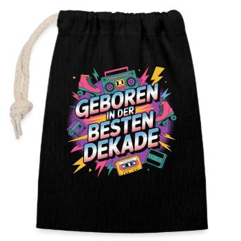 Born in the best decade - Closable cotton gift bag (14x20cm) - black - Front