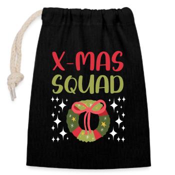 Escouade de Noël - Sac cadeau en coton avec cordon (14 x 20 cm) - noir - Devant