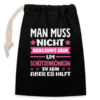 Schützenkönigin Bekloppt Sein Lustiger - Verschließbarer Geschenkbeutel aus Baumwolle (14x20cm) - Schwarz - Vorne
