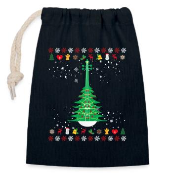 Violin Christmas Tree - Closable cotton gift bag (14x20cm) - navy - Front