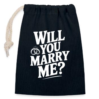 Will You Marry Me? - Closable cotton gift bag (14x20cm) - navy - Front