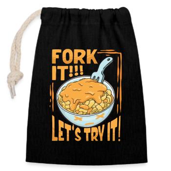 Mac n Cheese Fork It - Closable cotton gift bag (14x20cm) - black - Front