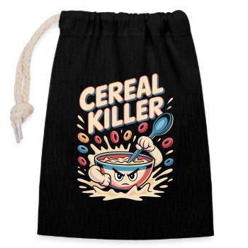 Retro Breakfast - Closable cotton gift bag (14x20cm) - black - Front