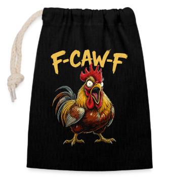 F-CAW-F Coq Dessin animé Graphique - Sac cadeau en coton avec cordon (14 x 20 cm) - noir - Devant