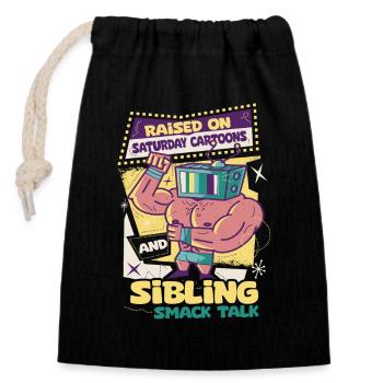 Siblings Brother Sister - Closable cotton gift bag (14x20cm) - black - Front
