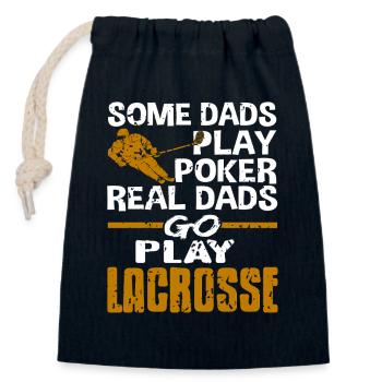 De vrais papas jouent à la crosse Drôle Sports Père Humour - Sac cadeau en coton avec cordon (14 x 20 cm) - bleu marine - Devant