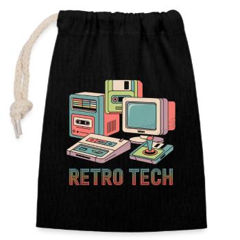 Retro Technik - Verschließbarer Geschenkbeutel aus Baumwolle (14x20cm) - Schwarz - Vorne