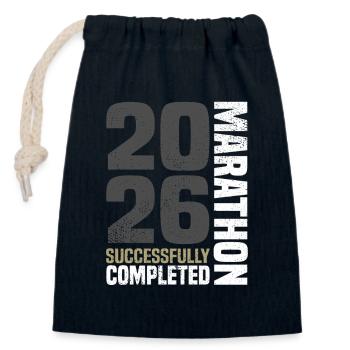 Marathon 2026 - Sac cadeau en coton avec cordon (14 x 20 cm) - bleu marine - Devant