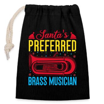 Euphonium : musicien de cuivres préféré du Père Noël - Sac cadeau en coton avec cordon (14 x 20 cm) - noir - Devant