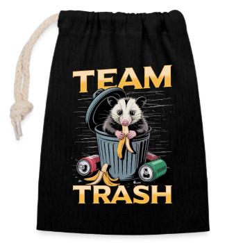Funny Opossum - Closable cotton gift bag (14x20cm) - black - Front