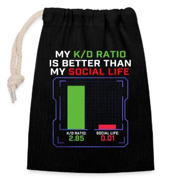 Mon ratio K/D est meilleur que celui de mon joueur de la vie sociale - Sac cadeau en coton avec cordon (14 x 20 cm) - noir - Devant