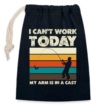 Ich kann heute nicht arbeiten Arm im Gips - Verschließbarer Geschenkbeutel aus Baumwolle (14x20cm) - Navy - Vorne
