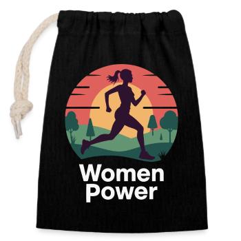 Frauen Power Run Sonnenaufgang - Verschließbarer Geschenkbeutel aus Baumwolle (14x20cm) - Schwarz - Vorne