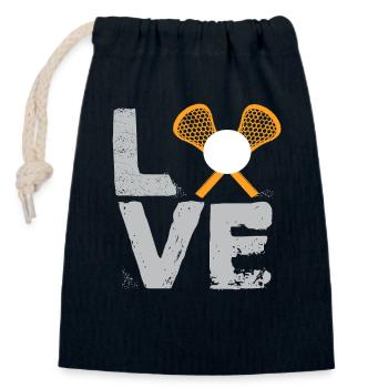 Amour Crosse Minimal Bâton Balle Sports Mode de vie - Sac cadeau en coton avec cordon (14 x 20 cm) - bleu marine - Devant