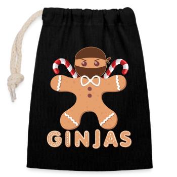 Masked gingerbread with frosting - Closable cotton gift bag (14x20cm) - black - Front