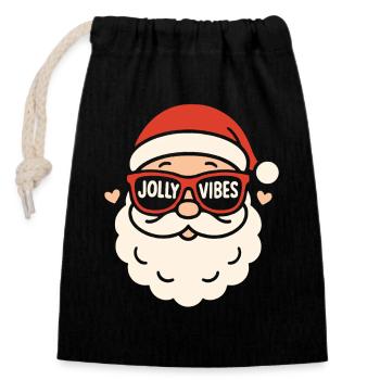 Jolly Vibes Weihnachtsmann Familie Weihnachtsspaß - Verschließbarer Geschenkbeutel aus Baumwolle (14x20cm) - Schwarz - Vorne