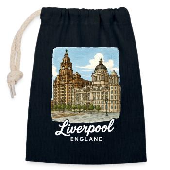 Liverpool England - Closable cotton gift bag (14x20cm) - navy - Front