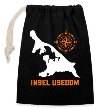 Île USEDOM MER BALTIQUE Vacances Phare Drôle - Sac cadeau en coton avec cordon (14 x 20 cm) - noir - Devant