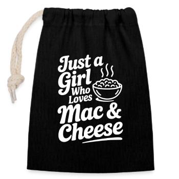 Just a Girl Who Loves Mac & Cheese - Closable cotton gift bag (14x20cm) - black - Front