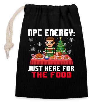 PNJ Énergie Juste ici pour le Noël Food Gamer - Sac cadeau en coton avec cordon (14 x 20 cm) - noir - Devant