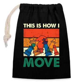 Colorful Chess Pieces Move - Closable cotton gift bag (14x20cm) - black - Front