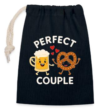 Perfect Couple Beer and Pretzel Fun Illustration - Verschließbarer Geschenkbeutel aus Baumwolle (14x20cm) - Navy - Vorne