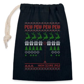 Pew Pew Pew Pew | Shooting Game | ugly christmas - Closable cotton gift bag (14x20cm) - navy - Front