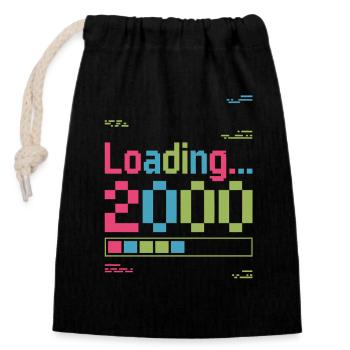 Chargement de l’écran de chargement de 2000 pixels - Sac cadeau en coton avec cordon (14 x 20 cm) - noir - Devant