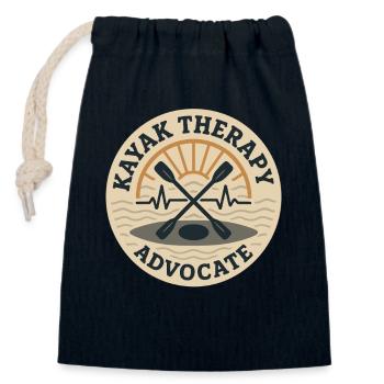 Kayak therapy, Calm nature, Paddling, Psychic - Closable cotton gift bag (14x20cm) - navy - Front