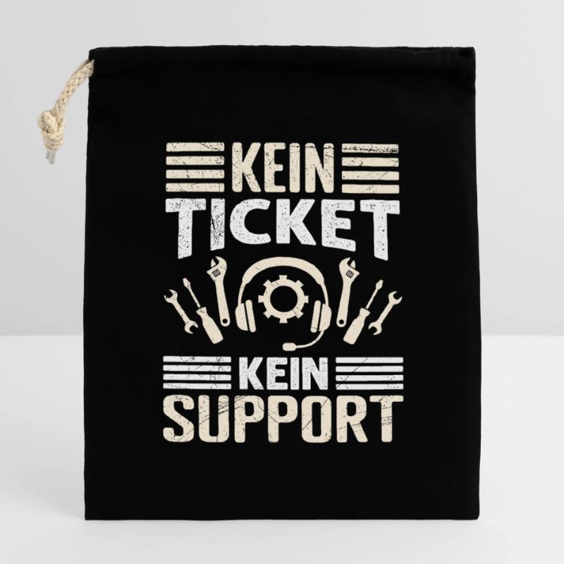 Nerd Computer PAS DE TICKET PAS DE SUPPORT DRÔLE Sac cadeau en coton avec cordon (14 x 20 cm)