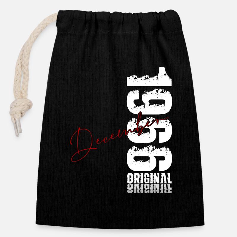 60th Birthday Original December Volume 1966 - Closable cotton gift bag (14x20cm) - black