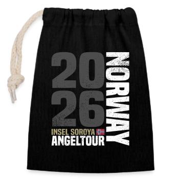 Soroya Norwegen Angeltour 2026 - Verschließbarer Geschenkbeutel aus Baumwolle (14x20cm) - Schwarz - Vorne