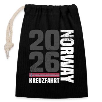 Norwegen Kreuzfahrt 2026  - Verschließbarer Geschenkbeutel aus Baumwolle (14x20cm) - Schwarz - Vorne
