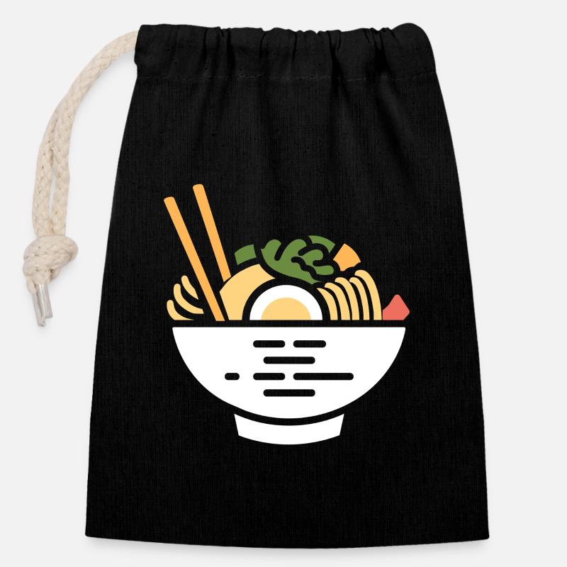 Ramen - Closable cotton gift bag (14x20cm) - black