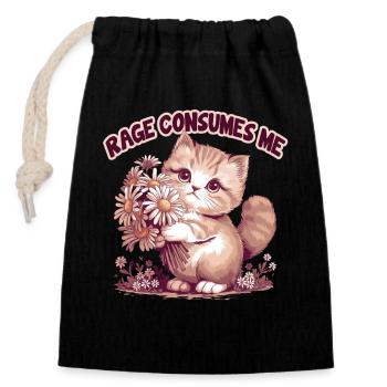 Rage Consumes Me Funny Cat flower - Closable cotton gift bag (14x20cm) - black - Front
