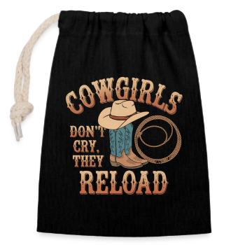 Western Girls Humor - Closable cotton gift bag (14x20cm) - black - Front