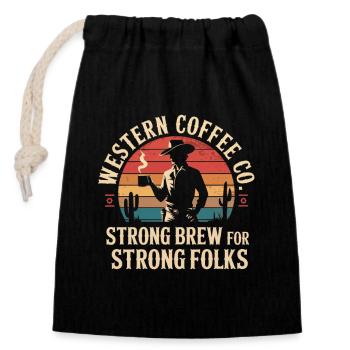 Western Kaffee - Verschließbarer Geschenkbeutel aus Baumwolle (14x20cm) - Schwarz - Vorne