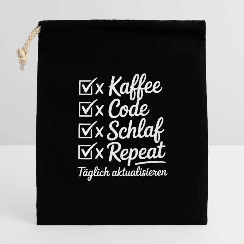 Kaffee Code Schlaf Repeat Tagesroutine Verschließbarer Geschenkbeutel aus Baumwolle (14x20cm)