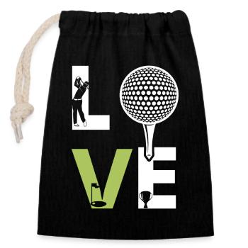 Golf - Verschließbarer Geschenkbeutel aus Baumwolle (14x20cm) - Schwarz - Vorne