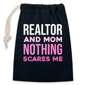 Realtor mom courageous – don't be afraid - Closable cotton gift bag (14x20cm) - navy - Front