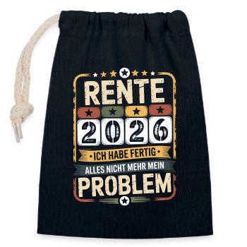 Rente 2026 – Endlich Ruhe - Verschließbarer Geschenkbeutel aus Baumwolle (14x20cm) - Navy - Vorne