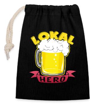 lokal hero - Verschließbarer Geschenkbeutel aus Baumwolle (14x20cm) - Schwarz - Vorne