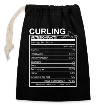 Faits nutritionnels sur le curling Joueur de curling drôle Desig - Sac cadeau en coton avec cordon (14 x 20 cm) - noir - Devant