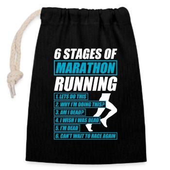 6 Stages of Marathon lustiges Lauf Joggen Läufer - Verschließbarer Geschenkbeutel aus Baumwolle (14x20cm) - Schwarz - Vorne