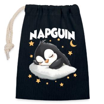 Gift for penguin lovers and sleepyheads - Closable cotton gift bag (14x20cm) - navy - Front