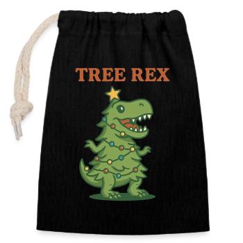 Tree Rex Funny Christmas Family Holiday Design - Verschließbarer Geschenkbeutel aus Baumwolle (14x20cm) - Schwarz - Vorne