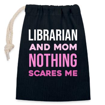 Mère bibliothécaire : Rien ne me choque - Sac cadeau en coton avec cordon (14 x 20 cm) - bleu marine - Devant