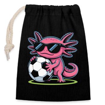Axolotl rose avec lueur de football - Sac cadeau en coton avec cordon (14 x 20 cm) - noir - Devant
