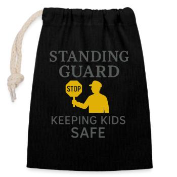 Crossing Guard Gift Security Team - Closable cotton gift bag (14x20cm) - black - Front