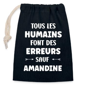 Tous les humains font des erreurs Amandine - Sac cadeau en coton avec cordon (14 x 20 cm) - bleu marine - Devant